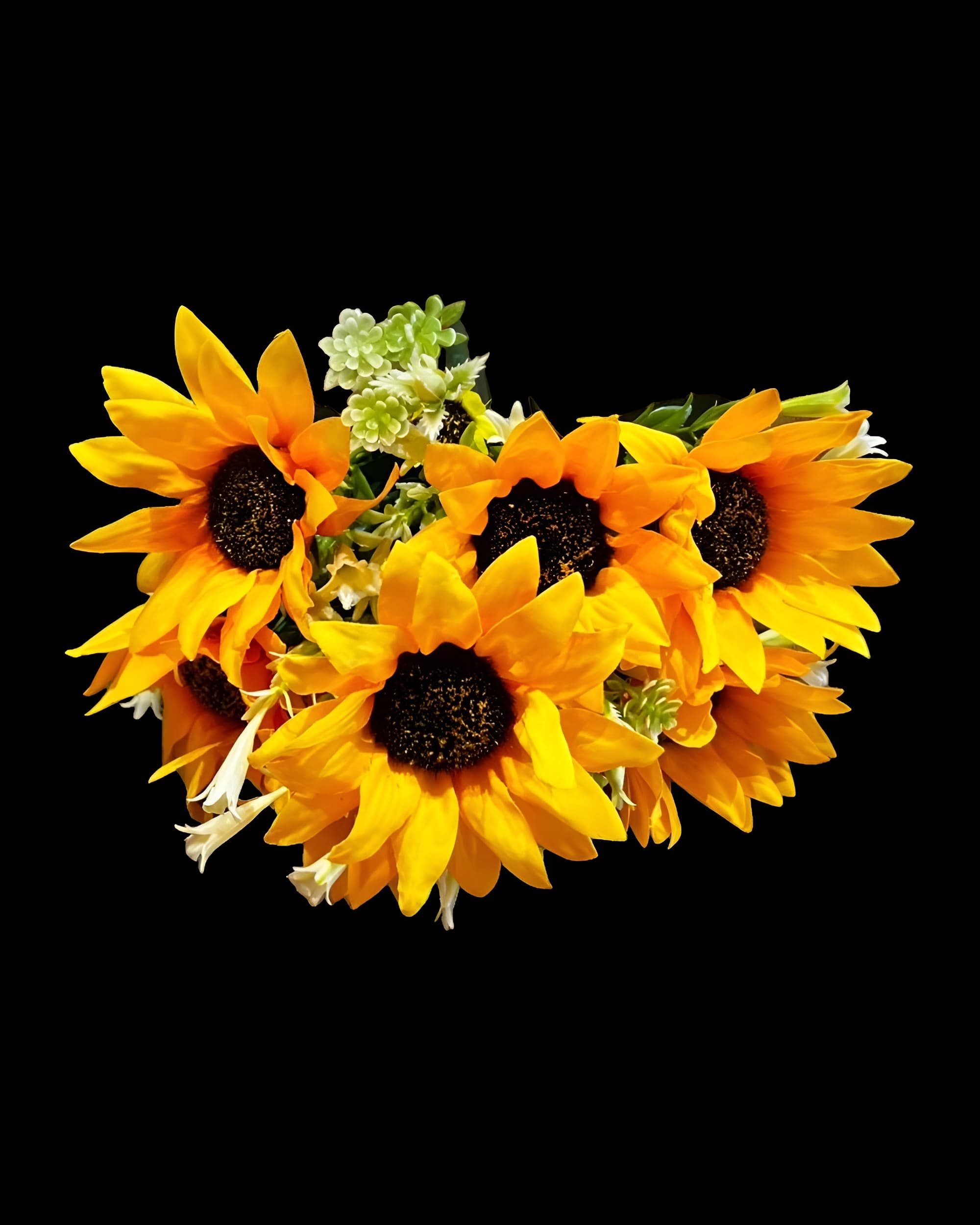 7 BAŞLI CİPSOLU YAPAY AY ÇİÇEĞİ BUKETİ 35 CM 2